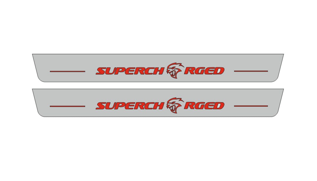 Dodge Charger 2011+ Door Sill Led Plate With Supercharged Logo Dodge Led Door Sills opdesign