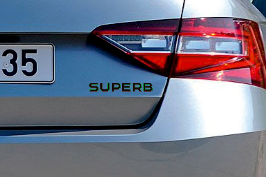Skoda SuperB III 2015-2023 tailgate trunk rear 3D emblem with SuperB logo (type MIXT) Skoda emblems decoinfabric