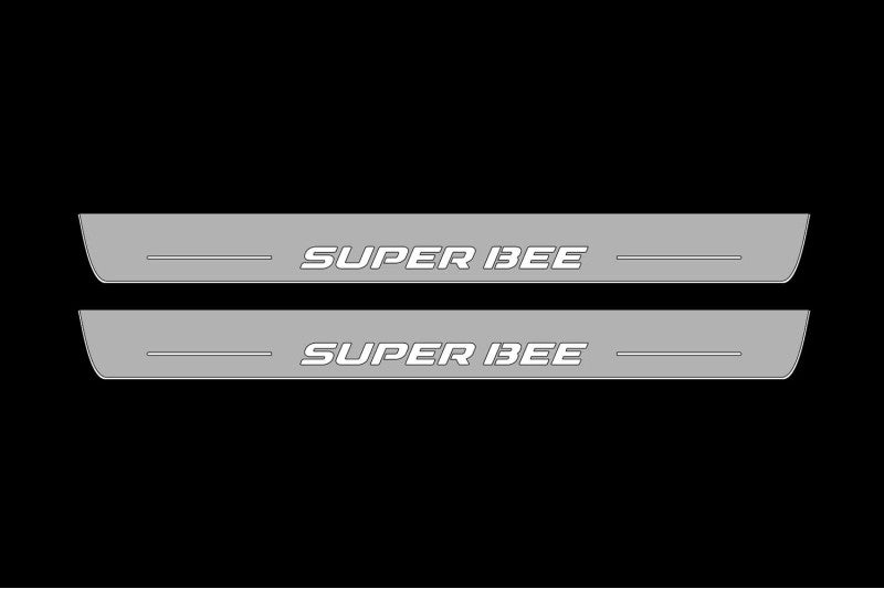 Dodge Charger 2011+ Door Sill Led Plate With SuperBee Logo Dodge Led Door Sills opdesign