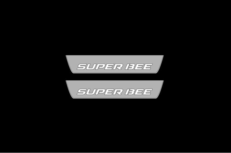 Dodge Charger 2011+ Door Sill Led Plate With SuperBee Logo Dodge Led Door Sills opdesign