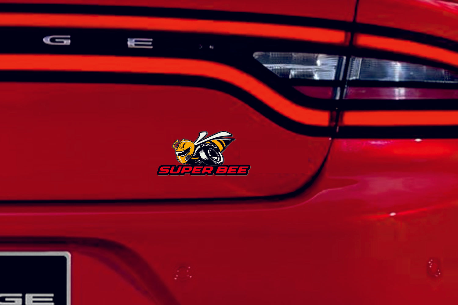 Dodge tailgate trunk rear emblem with Super Bee logo (type 2)