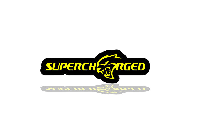 Dodge Illuminated LED Radiator Grille Emblems and Badges with Supercharged + Hellcat logo Dodge Led emblems decoinfabric