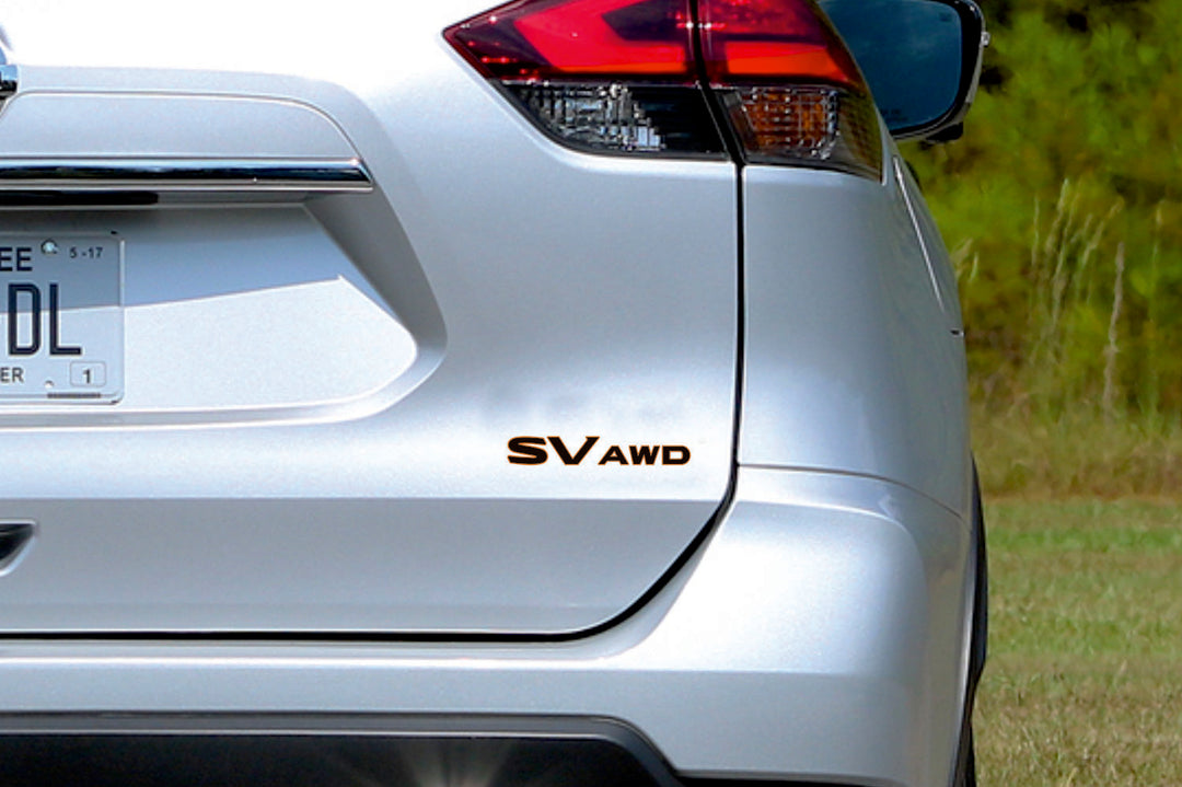 Nissan X-Trail T32 tailgate trunk rear 3D emblem with SV awd logo (Type MIXT) Nissan emblems decoinfabric