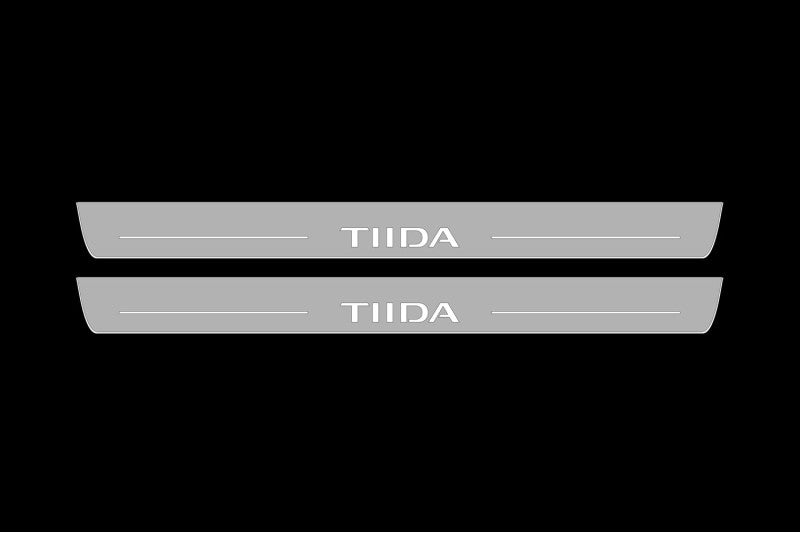 Nissan Tiida I 2004-2014 LED Door Sills With Logo TIIDA Nissan Led Door Sills opdesign