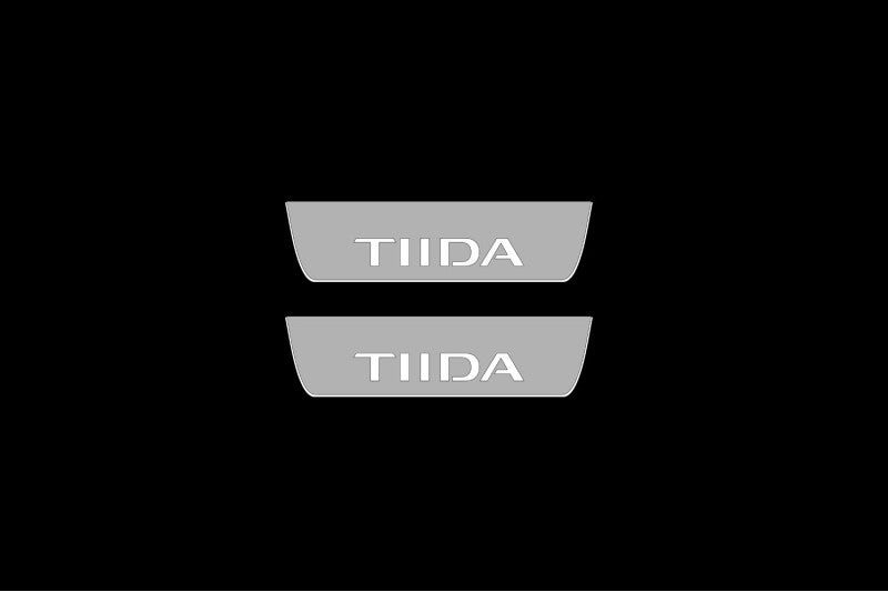 Nissan Tiida I 2004-2014 LED Door Sills With Logo TIIDA Nissan Led Door Sills opdesign
