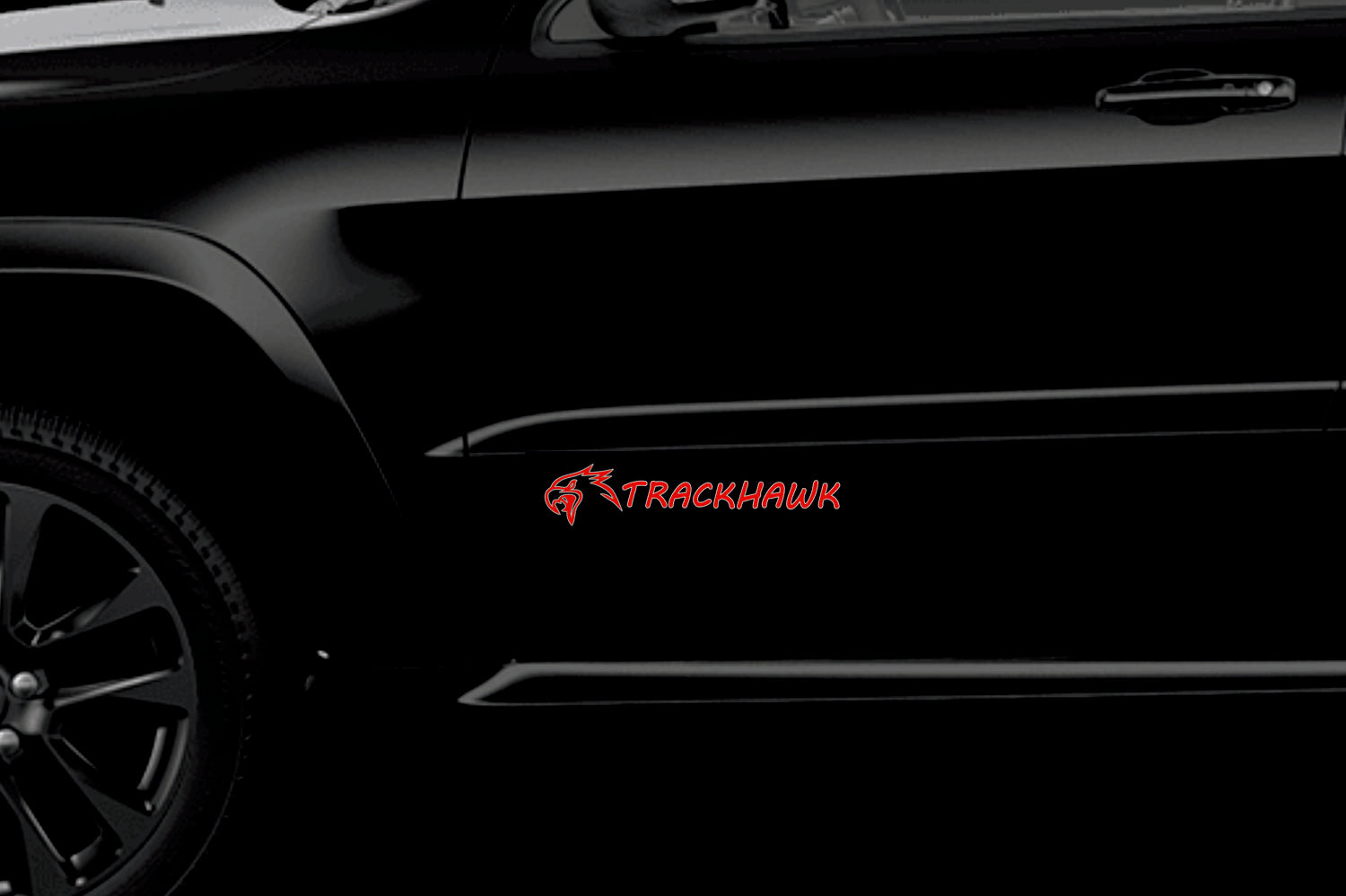 Jeep 3D emblem for fenders with TrackHawk (big size) logo (type MIXT) Jeep emblems decoinfabric