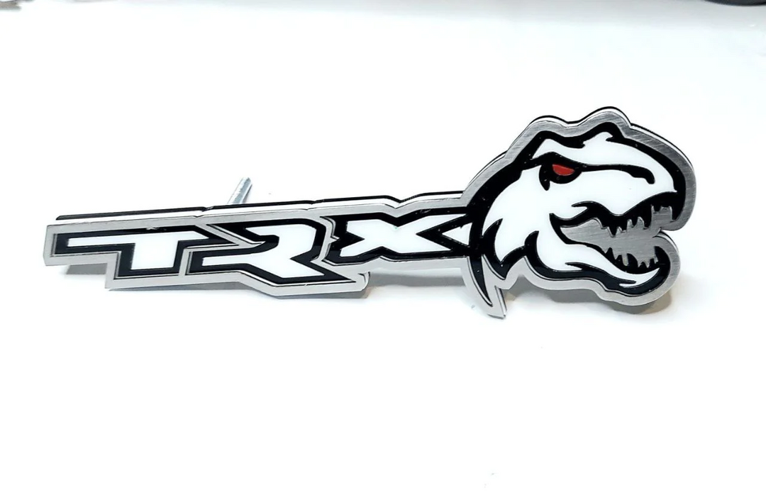 Dodge Stainless Steel tailgate trunk rear emblem with TRX logo Dodge emblems decoinfabric