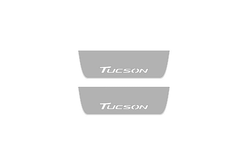 Hyundai Tucson II 2015-2020 Door Sill Protectors With Logo Tucson Hyundai Led Door Sills opdesign