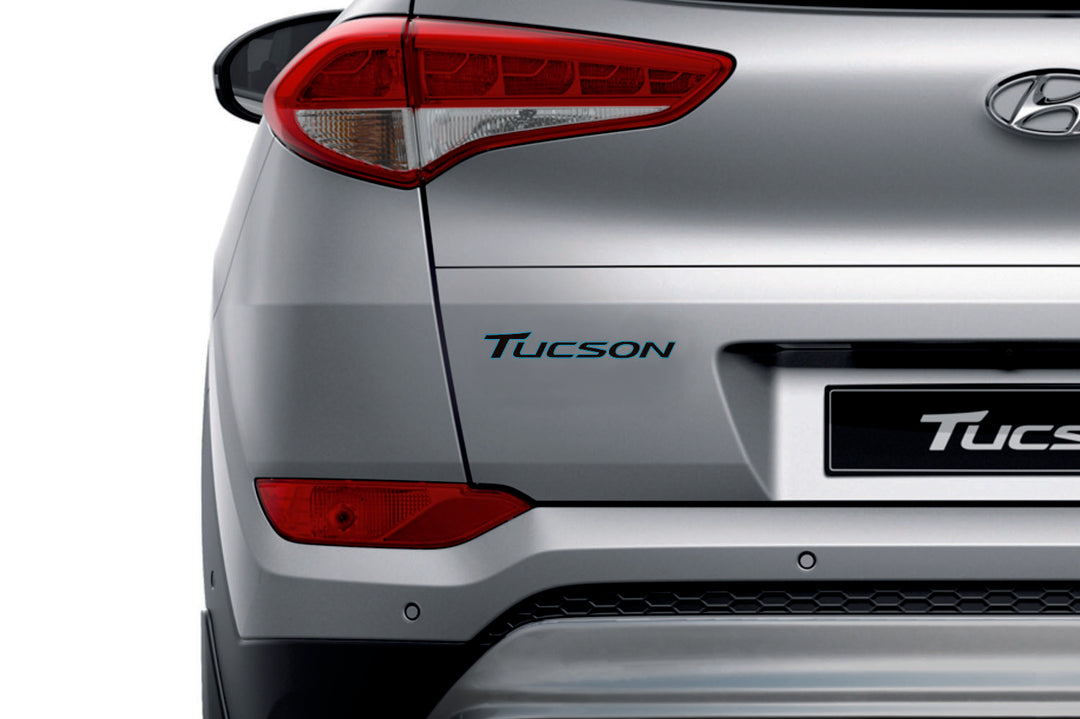 Hyundai Tucson 2015-2020 tailgate trunk rear 3D emblem with Tucson logo (type MIXT) Hyundai emblems decoinfabric