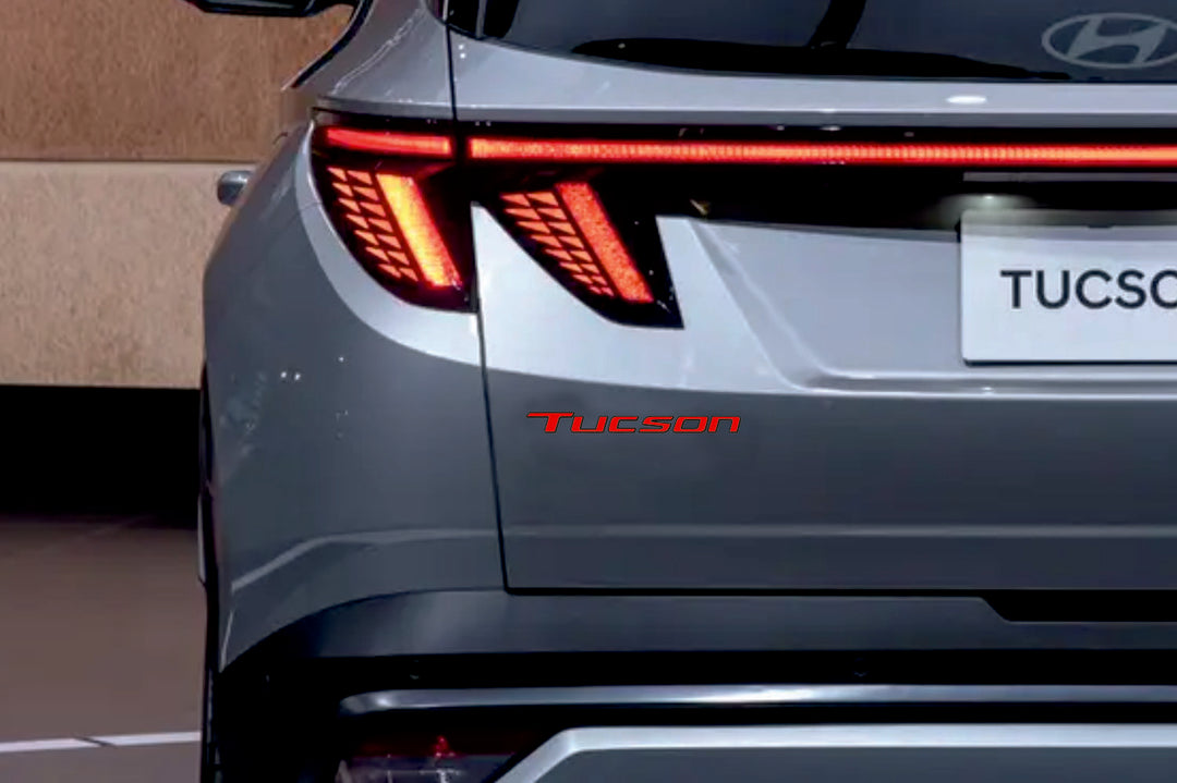Hyundai Tucson IV 2020+ tailgate trunk rear 3D emblem with Tucson logo (type MIXT) Hyundai emblems decoinfabric