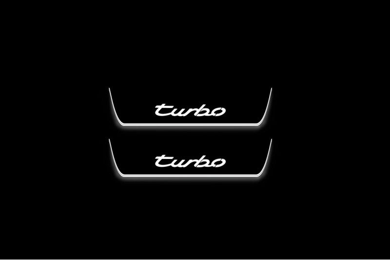 Porsche Cayenne Coupe illuminated door sills with logo Turbo