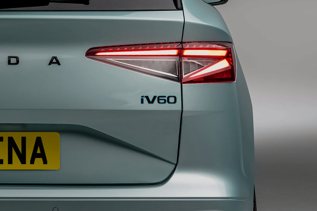 Skoda Enyaq 2020+ tailgate trunk rear 3D emblem with iV60 logo (type MIXT) Skoda emblems decoinfabric