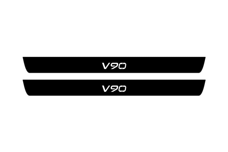 Volvo V90 II 2016+ Led Door Sill Pro With Logo V90 (Premium Painting) Volvo Led Door Sills PRO opdesign