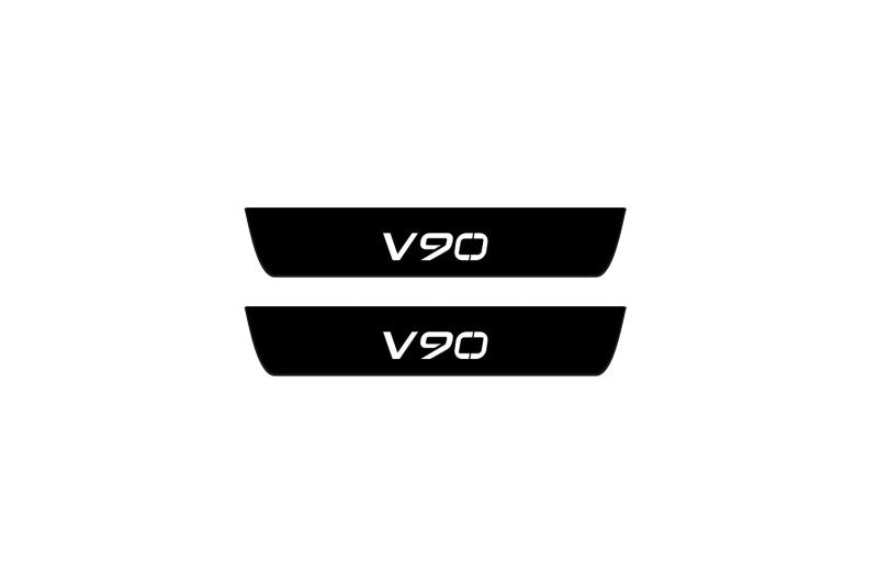 Volvo V90 II 2016+ Led Door Sill Pro With Logo V90 (Premium Painting) Volvo Led Door Sills PRO opdesign