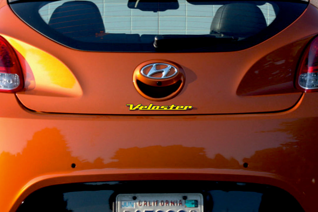 Hyundai Veloster I 2011-2017 tailgate trunk rear 3D emblem with Veloster logo (type MIXT) Hyundai emblems decoinfabric