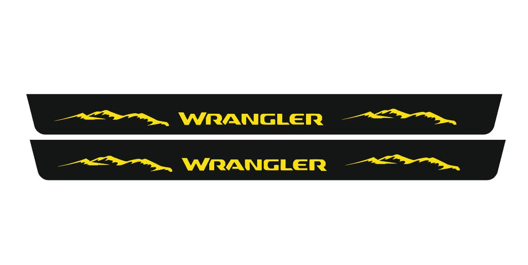 Jeep Wrangler JL 2018+ Door Sill Led Plate With Jeep Wrangler Logo (Type 2) Jeep Led Door Sills opdesign