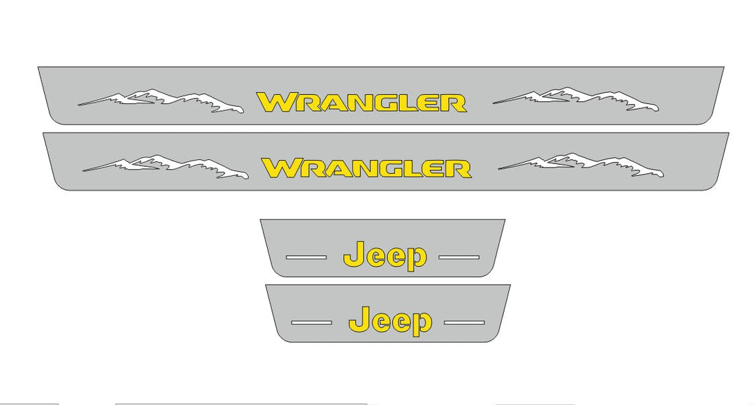 Jeep Wrangler JL 2018+ Door Sill Led Plate With Jeep Wrangler Logo (Type 2) Jeep Led Door Sills opdesign