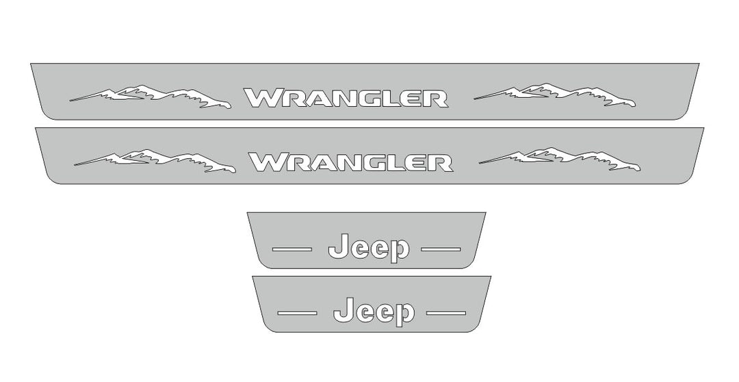 Jeep Wrangler JL 2018+ Door Sill Led Plate With Jeep Wrangler Logo (Type 2) Jeep Led Door Sills opdesign