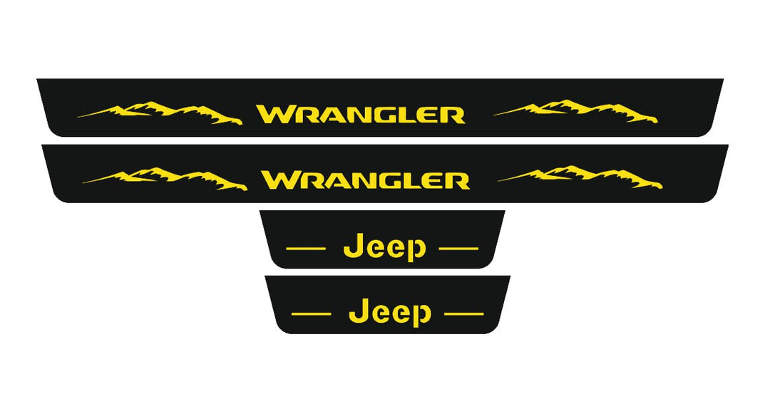 Jeep Wrangler JL 2018+ Door Sill Led Plate With Jeep Wrangler Logo (Type 2) Jeep Led Door Sills opdesign