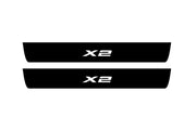 BMW X2 F39 2018+ Led Door Sill Pro With Logo X2 (Premium Painting) BMW Led Door Sills PRO opdesign