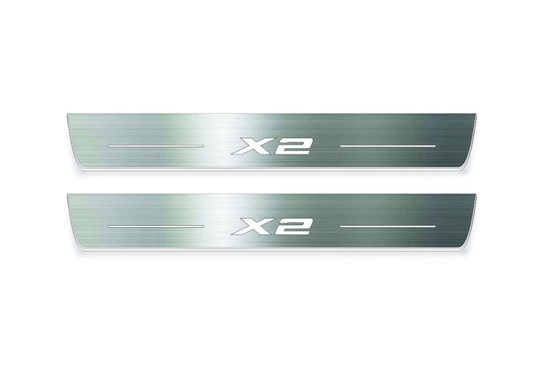 BMW X2 F39 2018+ LED Door Sills PRO With X2 Logo
