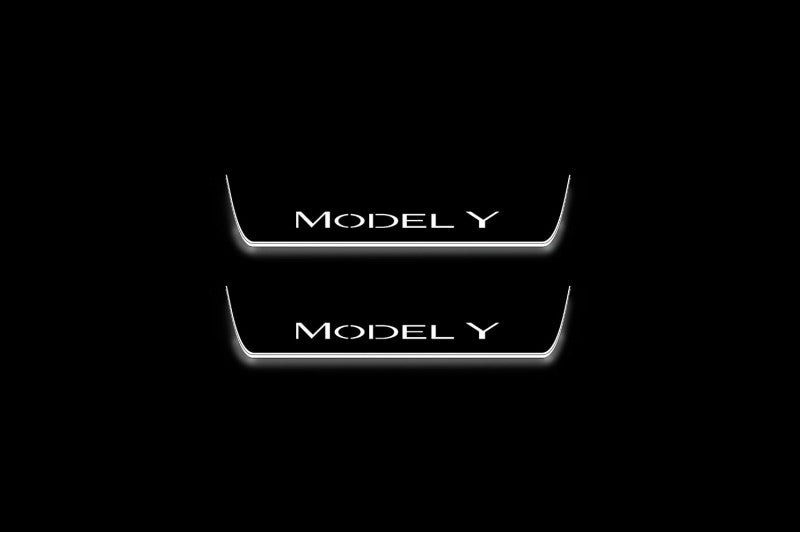 Tesla Model Y 2020+ LED Door Sills PRO With Logo Model Y