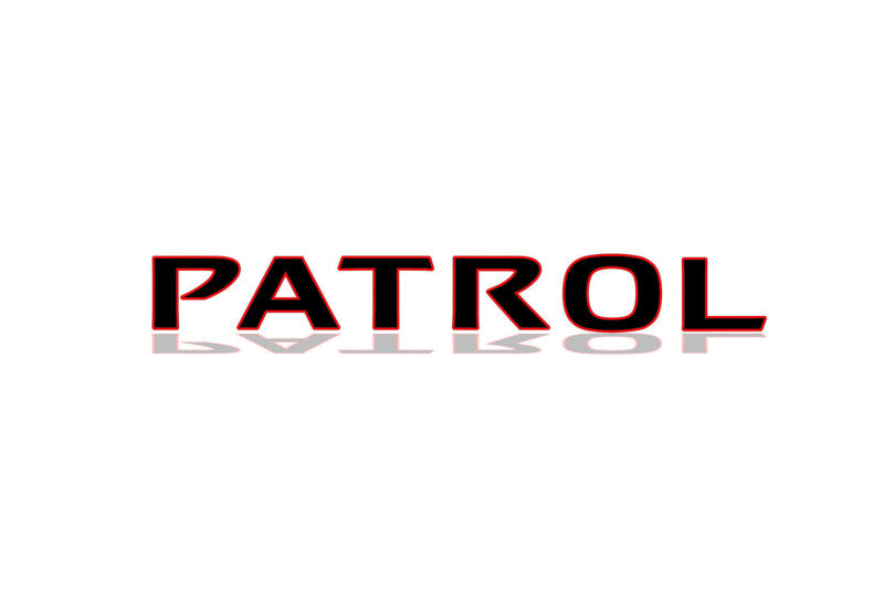 Nissan Patrol Y62 tailgate trunk rear 3D emblem with Patrol logo (Type MIXT) Nissan emblems decoinfabric